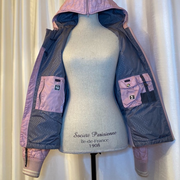 Pink Quilted Puffy North Face Bomber style jacket - Picture 9 of 10